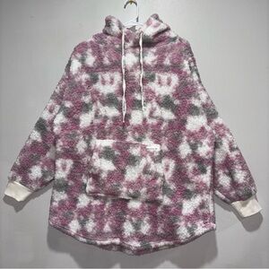 Hurley High Pile Sherpa Comfort Oversized Hoodie Women's Sz M  Northern Lights